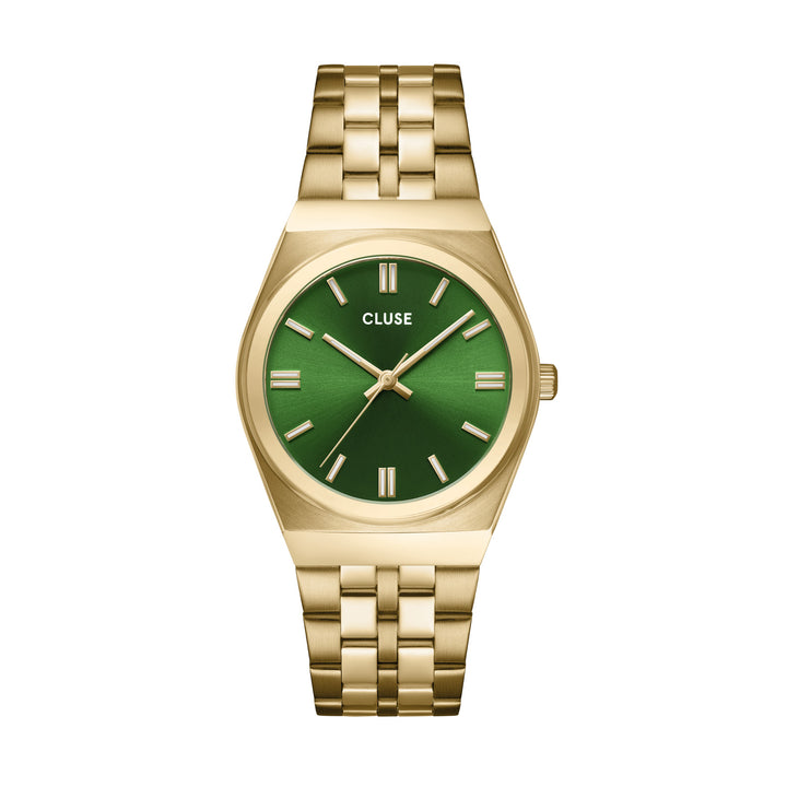 CLUSE Retro 70's Steel Gold Link/Forest Green