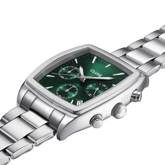 CLUSE Quartaut Chrono Green/Silver Link