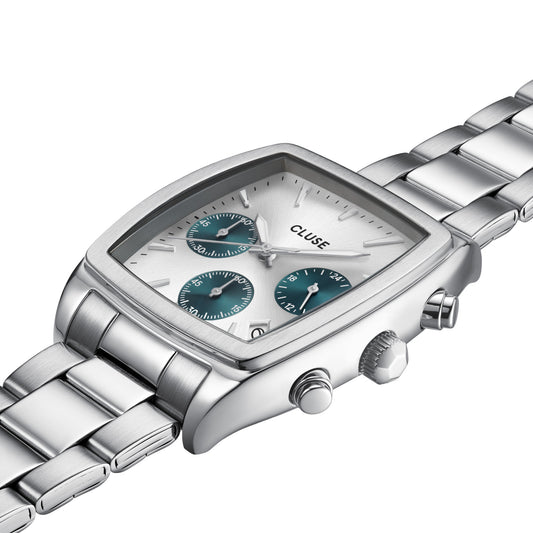 CLUSE Quartaut Chrono Silver Blue/Silver Link