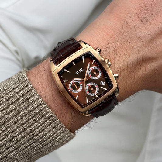 CLUSE Quartaut Chrono Brown Leather/Rose Gold Watch CW52006