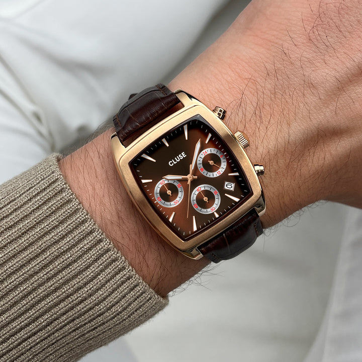 CLUSE Quartaut Chrono Brown Leather/Rose Gold Watch CW52006