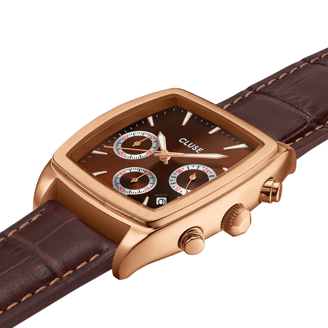 CLUSE Quartaut Chrono Brown Leather/Rose Gold Watch CW52006