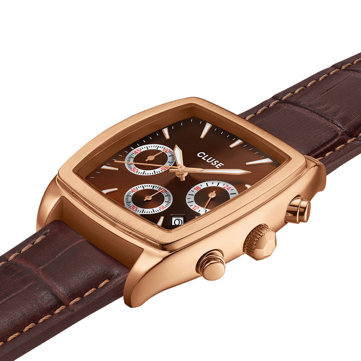 CLUSE Quartaut Chrono Brown Leather/Rose Gold Watch CW52006