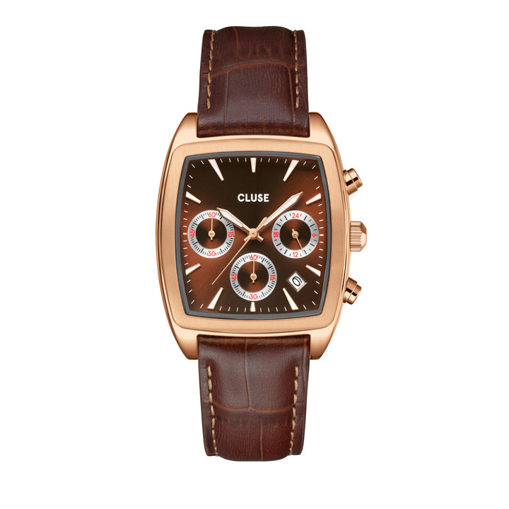 CLUSE Quartaut Chrono Brown Leather/Rose Gold Watch CW52006