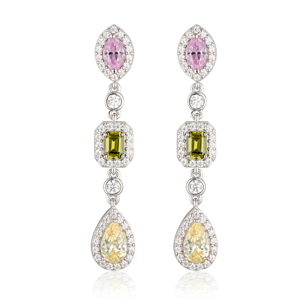 SUMMER SORBET PINA COLADA MULTI COLOURED EARRINGS SILVER