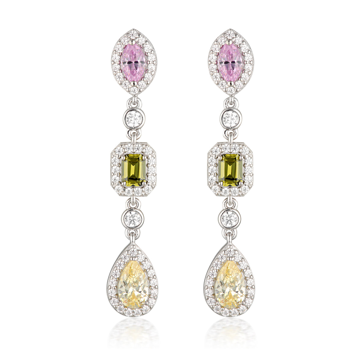 SUMMER SORBET PINA COLADA MULTI COLOURED EARRINGS SILVER