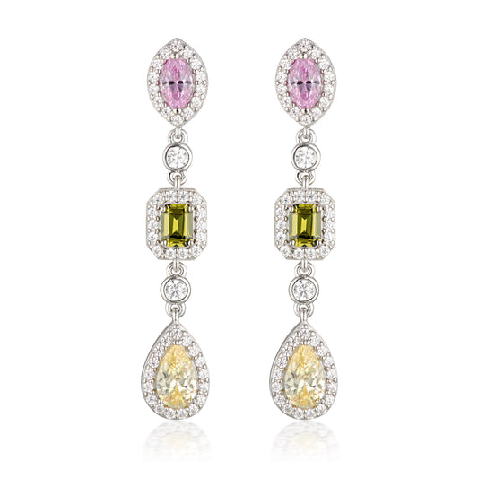 SUMMER SORBET PINA COLADA MULTI COLOURED EARRINGS SILVER
