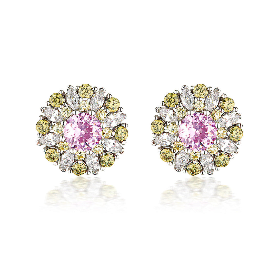 SUMMER SORBET BERRY BLOOM MULTI COLOURED EARRINGS SILVER