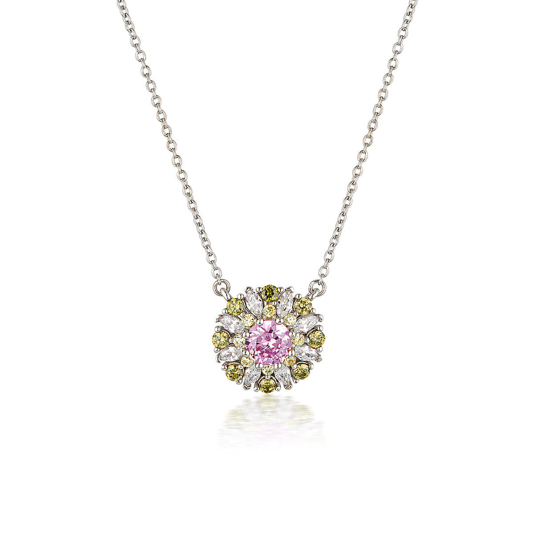SUMMER SORBET BERRY BLOOM MULTI COLOURED PENDANT SILVER