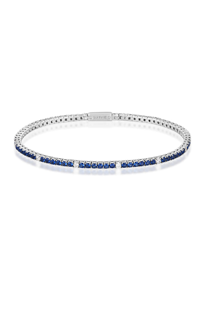 MILESTONE SAPPHIRE 2MM TENNIS BRACELET IN SILVER