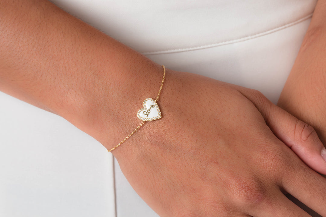 REFLECTION ENAMEL LOVE HEART BRACELET GOLD