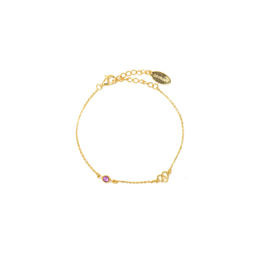 NATURAL AMETHYST AND  TWO NATURAL DIAMOND FEBRUARY BRACELET GOLD