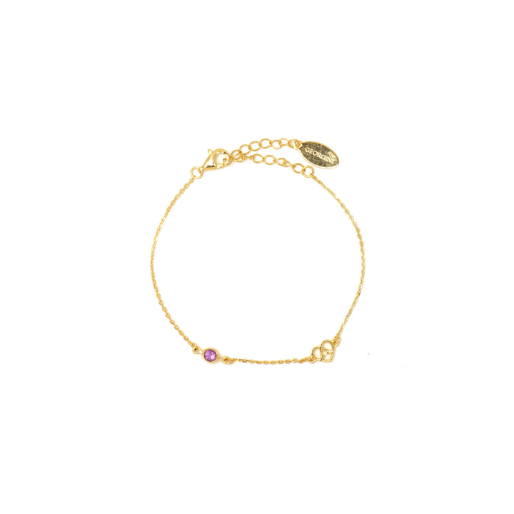 NATURAL AMETHYST AND  TWO NATURAL DIAMOND FEBRUARY BRACELET GOLD