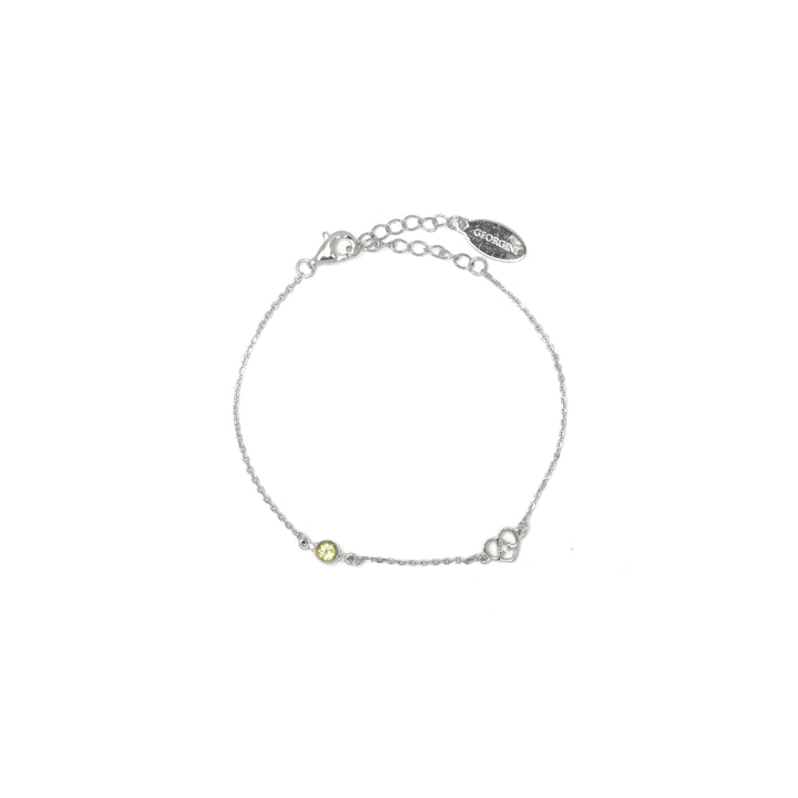 NATURAL PERIDOT AND TWO NATURAL DIAMOND AUGUST BRACELET SILVER