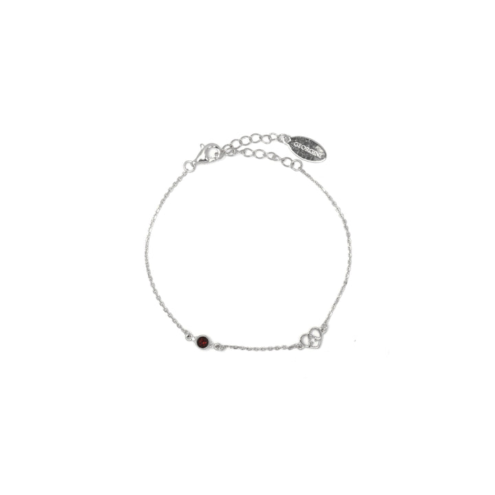 NATURAL GARNET AND TWO NATURAL DIAMOND JANUARY BRACELET SILVER