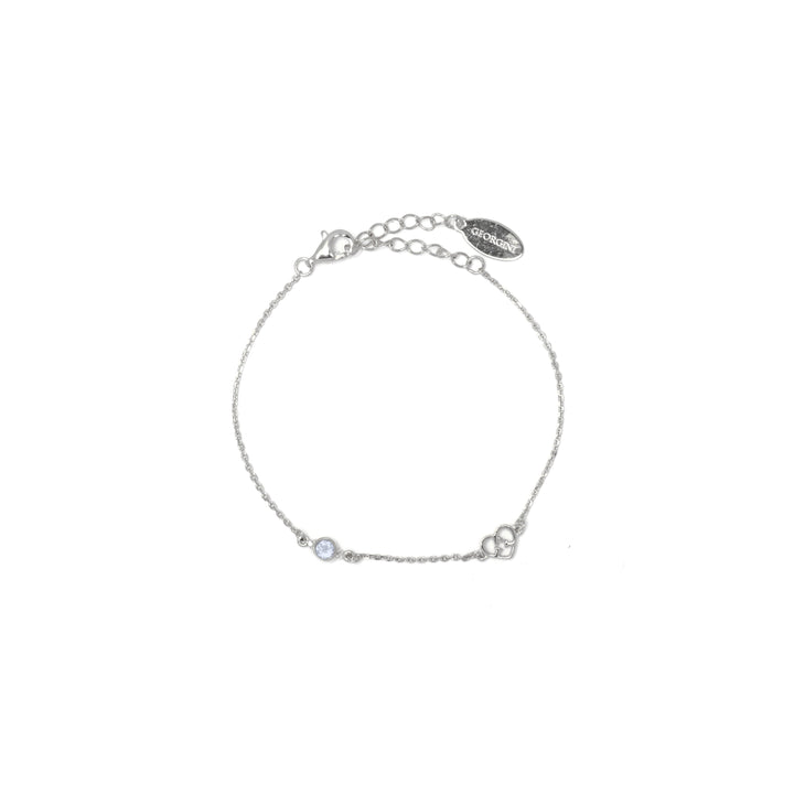 NATURAL AQUAMARINE AND TWO NATURAL DIAMOND MARCH BRACELET SILVER