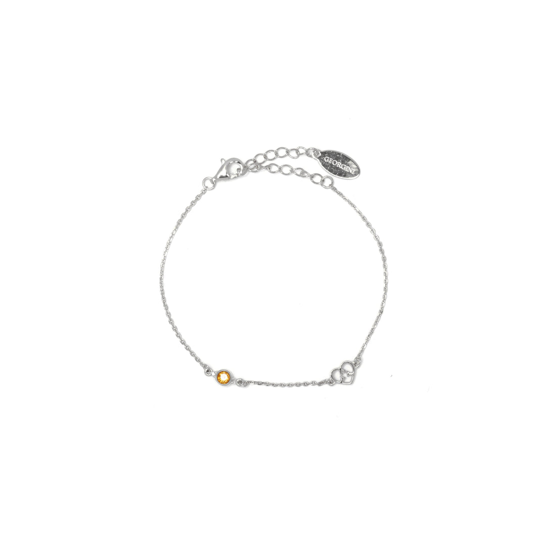 NATURAL CITRINE AND TWO NATURAL DIAMOND NOVEMBER BRACELET SILVER