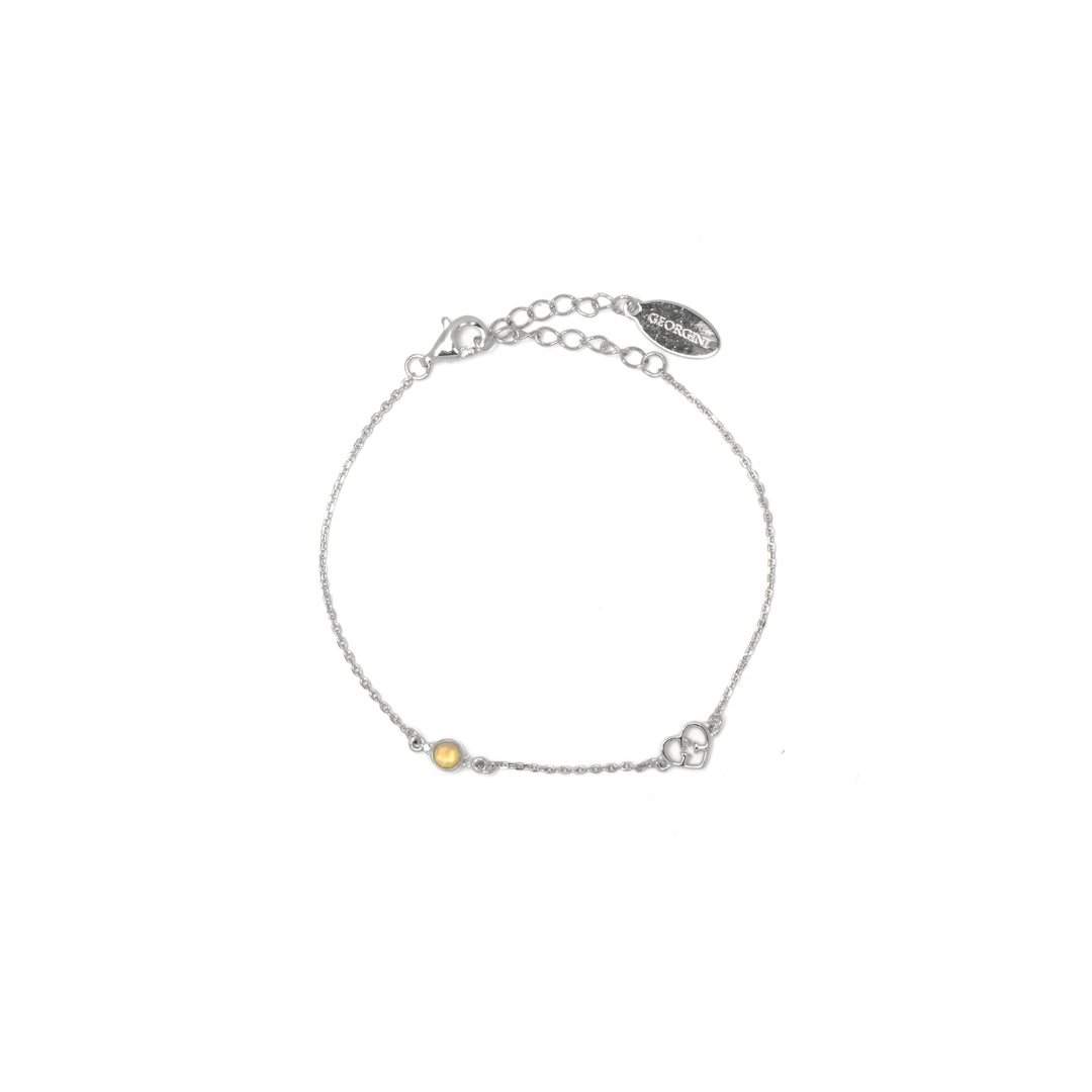 NATURAL OPAL AND TWO NATURAL DIAMOND OCTOBER BRACELET SILVER