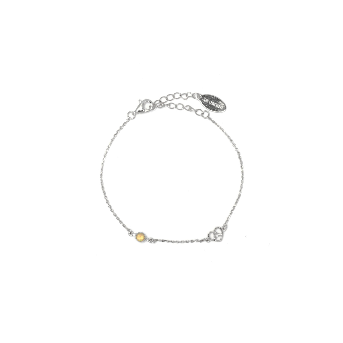 NATURAL OPAL AND TWO NATURAL DIAMOND OCTOBER BRACELET SILVER