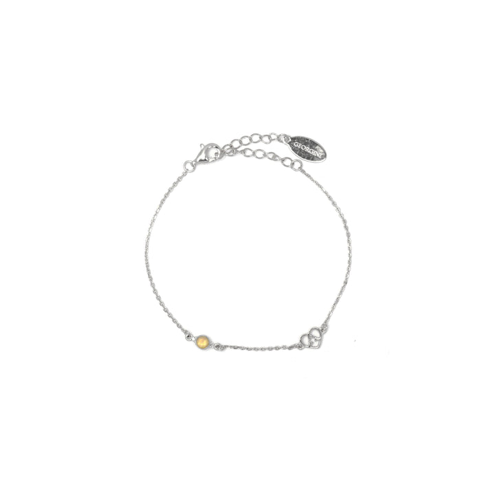 NATURAL OPAL AND TWO NATURAL DIAMOND OCTOBER BRACELET SILVER