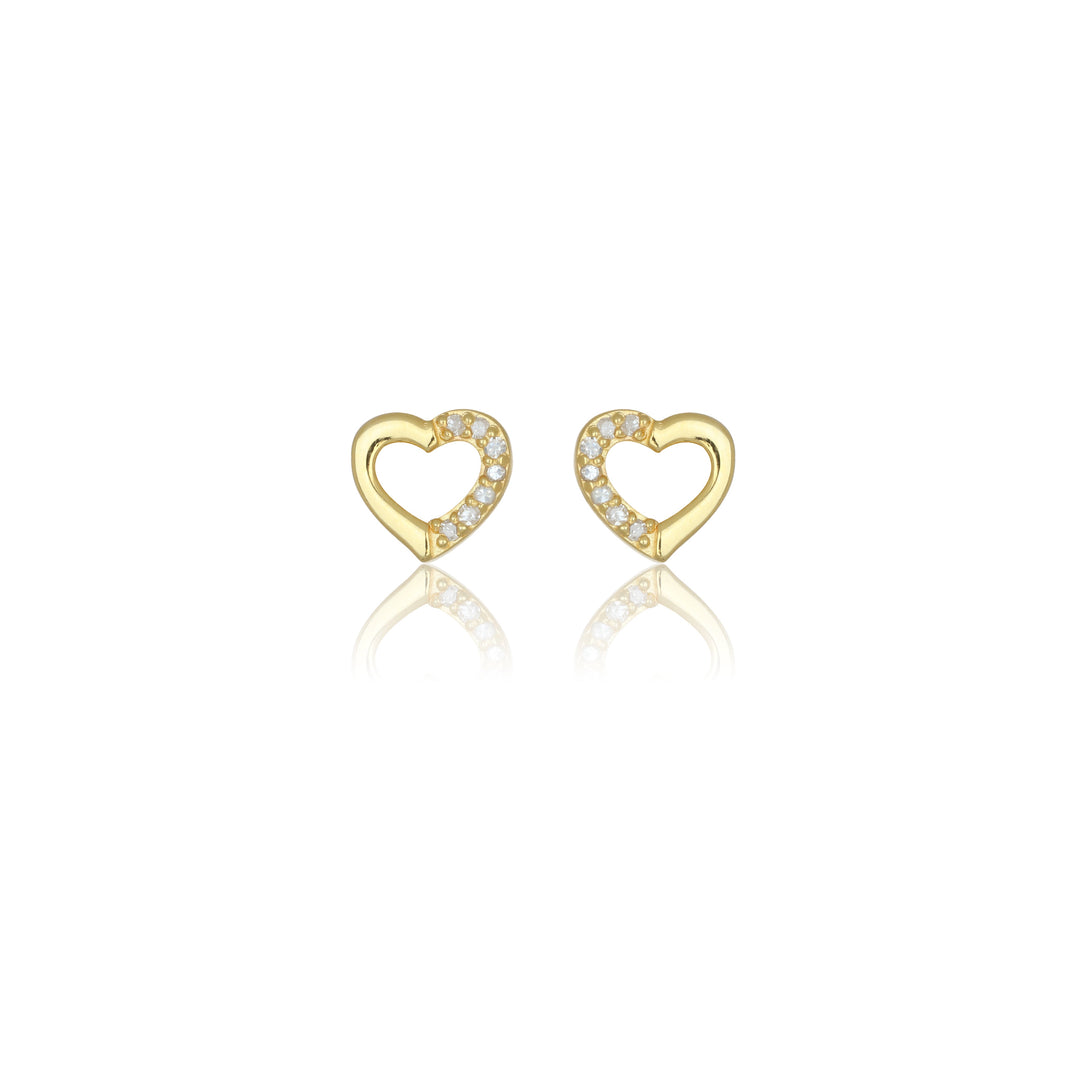 FOURTEEN NATURAL DIAMOND HEART EARRINGS GOLD
