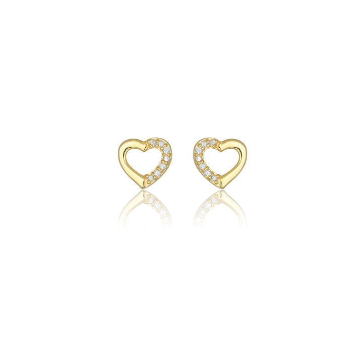 FOURTEEN NATURAL DIAMOND HEART EARRINGS GOLD