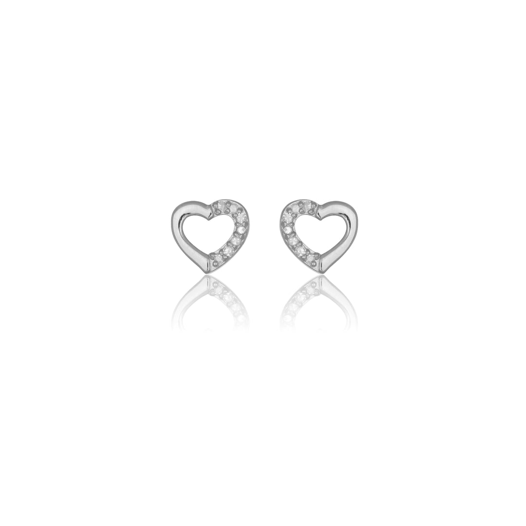 FOURTEEN NATURAL DIAMOND HEART EARRINGS SILVER