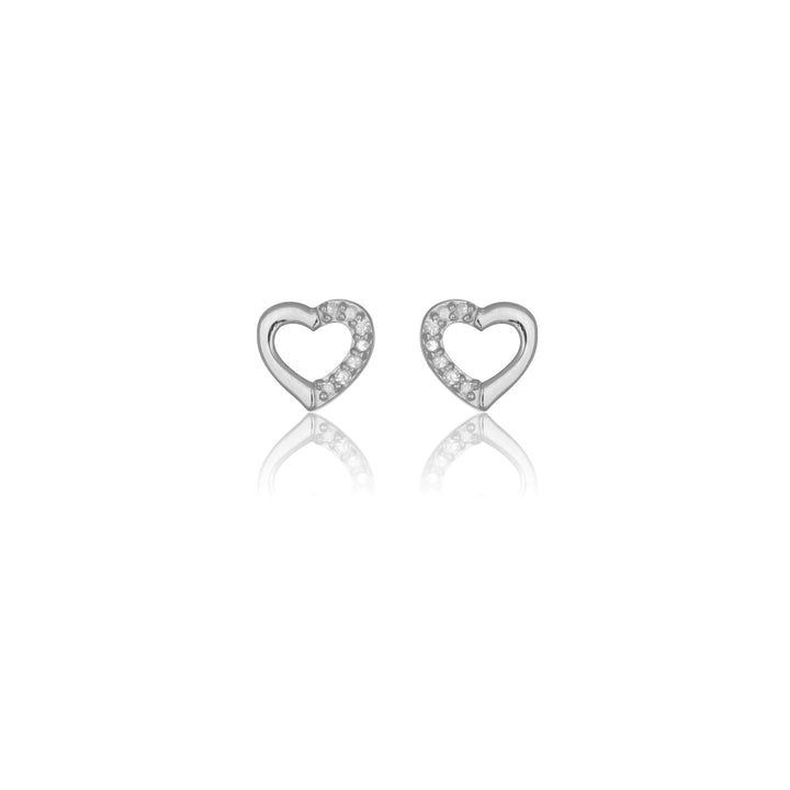 FOURTEEN NATURAL DIAMOND HEART EARRINGS SILVER