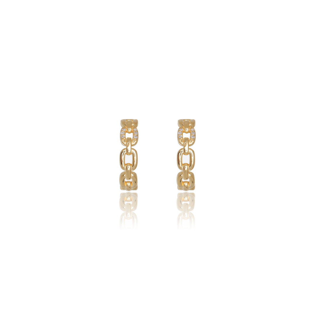 TWELVE NATURAL DIAMOND LINK EARRINGS GOLD