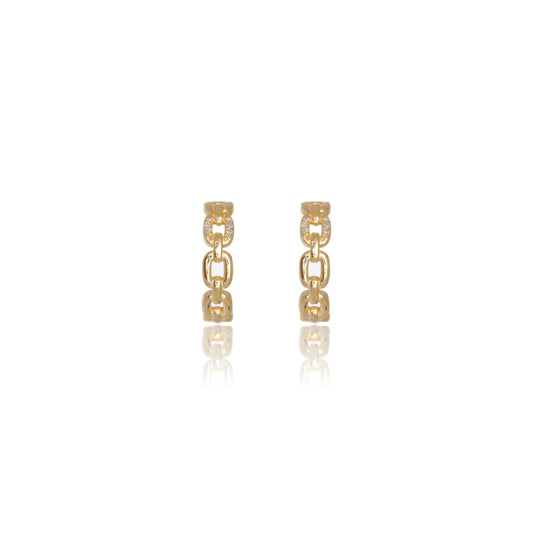 TWELVE NATURAL DIAMOND LINK EARRINGS GOLD