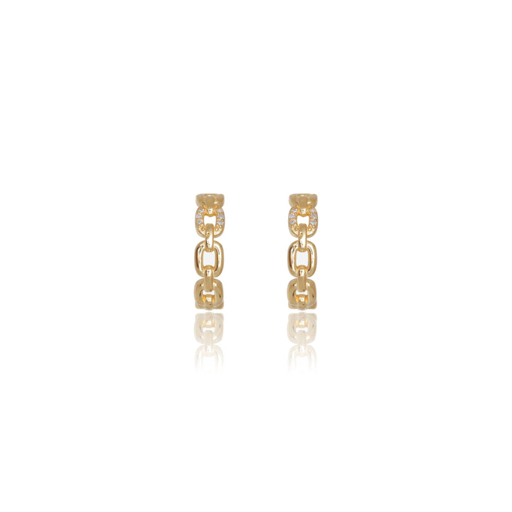 TWELVE NATURAL DIAMOND LINK EARRINGS GOLD