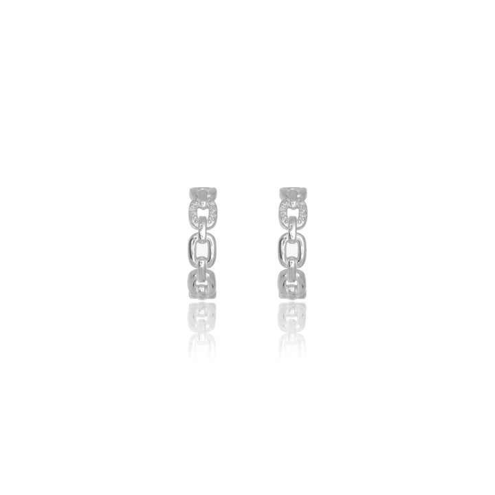 TWELVE NATURAL DIAMOND LINK EARRINGS SILVER