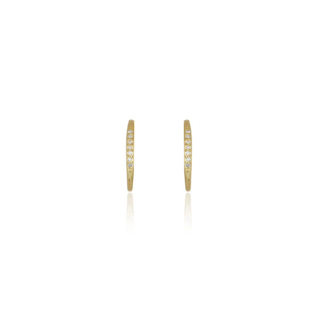 FOURTEEN NATURAL DIAMOND HOOP EARRINGS GOLD