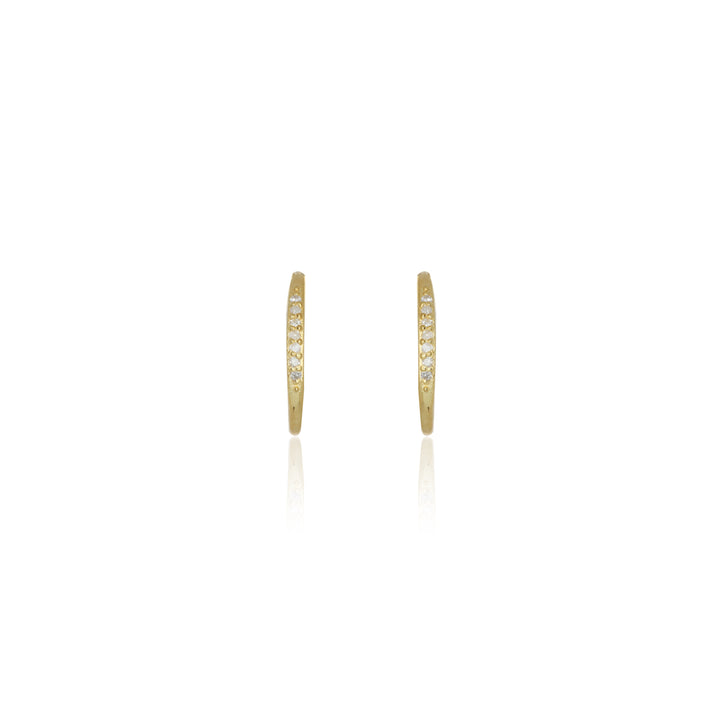FOURTEEN NATURAL DIAMOND HOOP EARRINGS GOLD