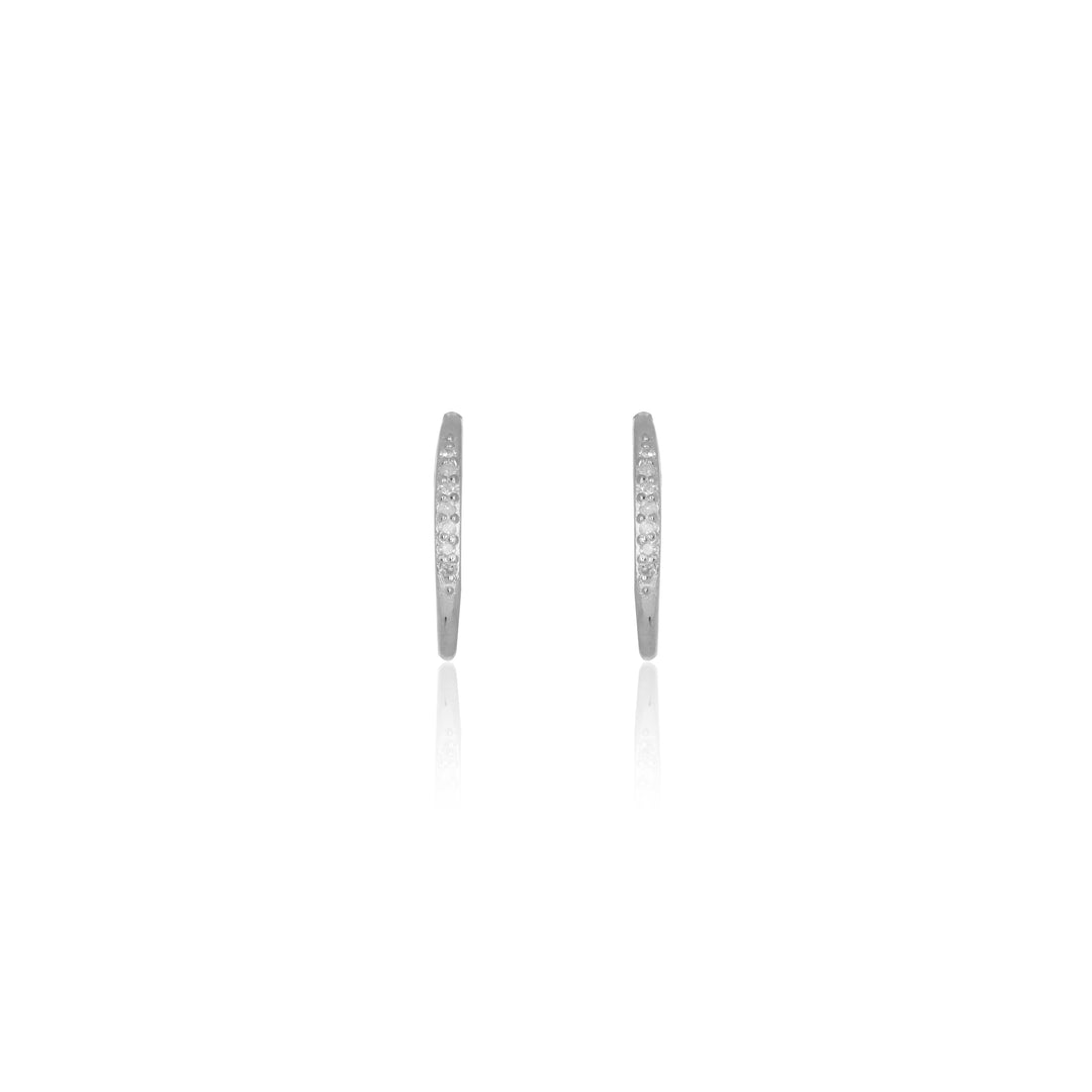 FOURTEEN NATURAL DIAMOND HOOP EARRINGS SILVER