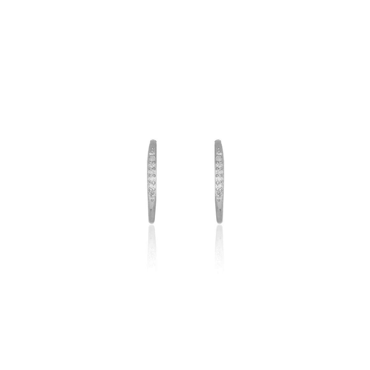 FOURTEEN NATURAL DIAMOND HOOP EARRINGS SILVER