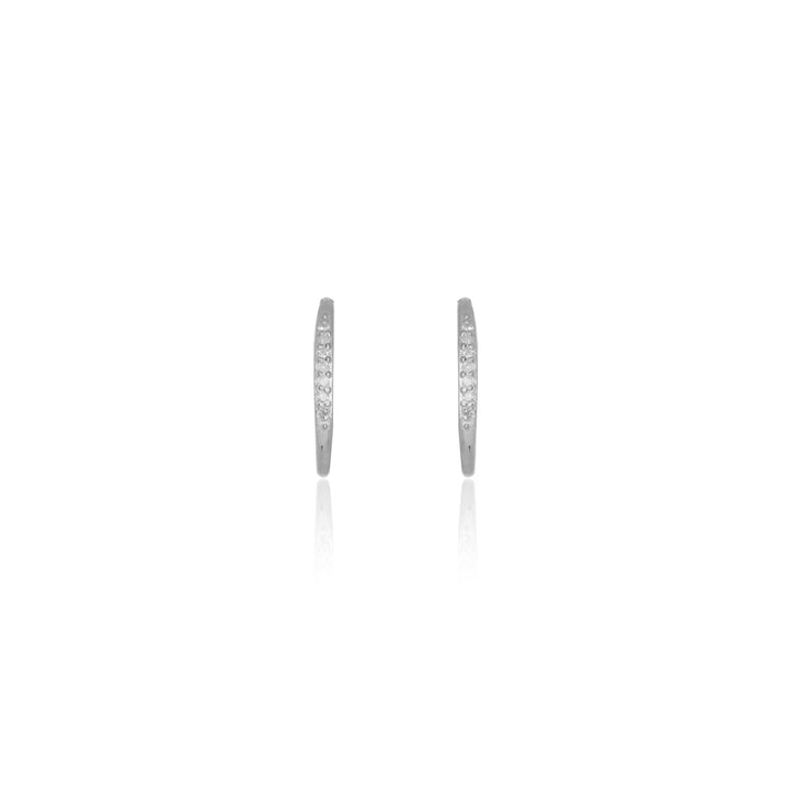 FOURTEEN NATURAL DIAMOND HOOP EARRINGS SILVER