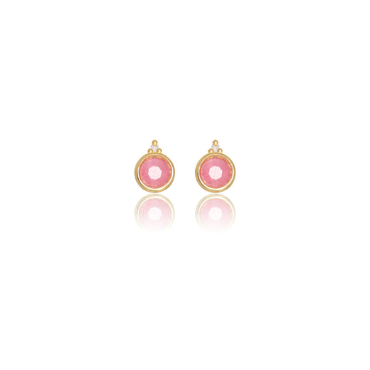 NATURAL RUBY AND TWO NATURAL DIAMOND JULY EARRINGS GOLD