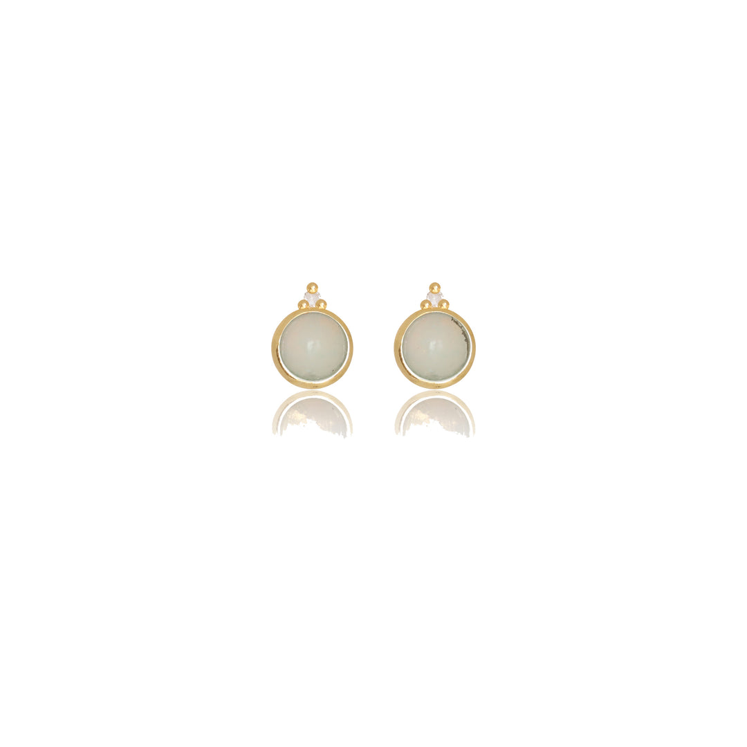 NATURAL OPAL AND TWO NATURAL DIAMOND OCTOBER EARRINGS GOLD
