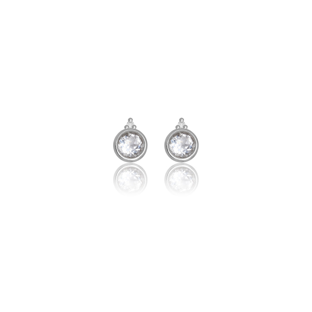 NATURAL TOPAZ AND TWO NATURAL DIAMOND APRIL EARRINGS SILVER