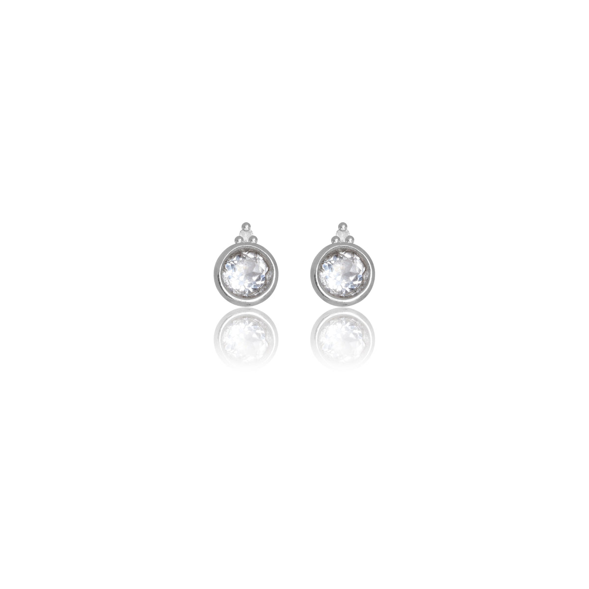 NATURAL TOPAZ AND TWO NATURAL DIAMOND APRIL EARRINGS SILVER