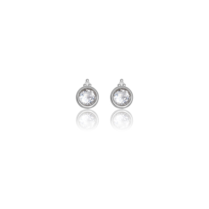 NATURAL TOPAZ AND TWO NATURAL DIAMOND APRIL EARRINGS SILVER
