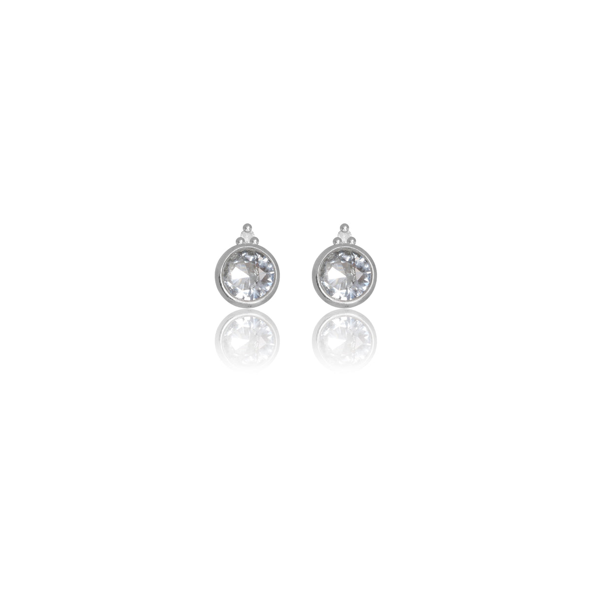 NATURAL AQUAMARINE AND TWO NATURAL DIAMOND MARCH EARRINGS SILVER