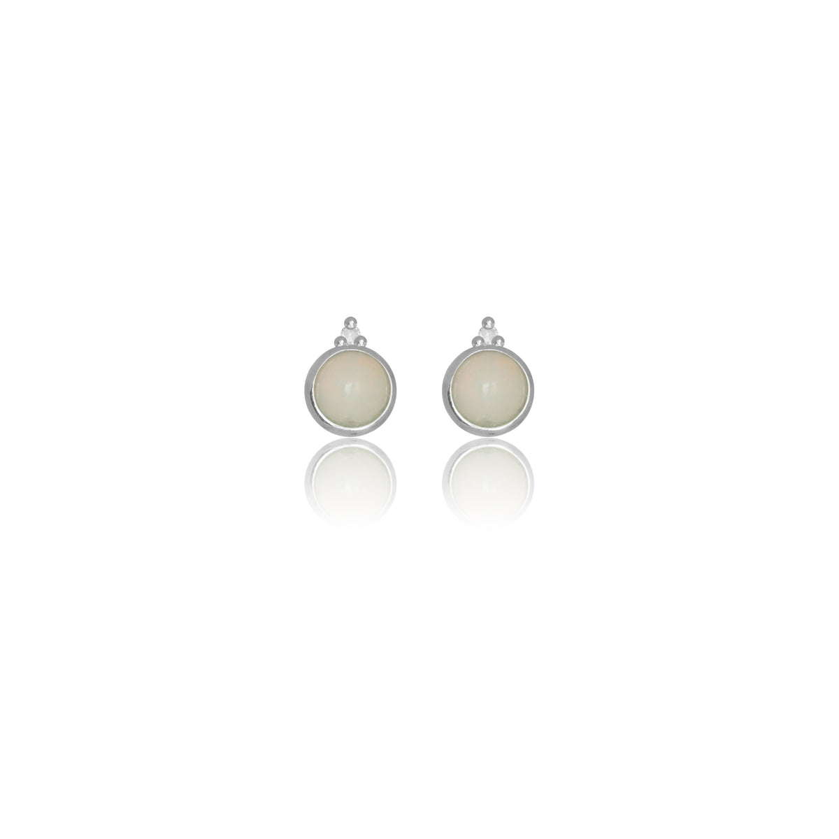 NATURAL OPAL AND TWO NATURAL DIAMOND OCTOBER EARRINGS SILVER