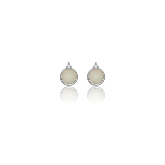 NATURAL OPAL AND TWO NATURAL DIAMOND OCTOBER EARRINGS SILVER
