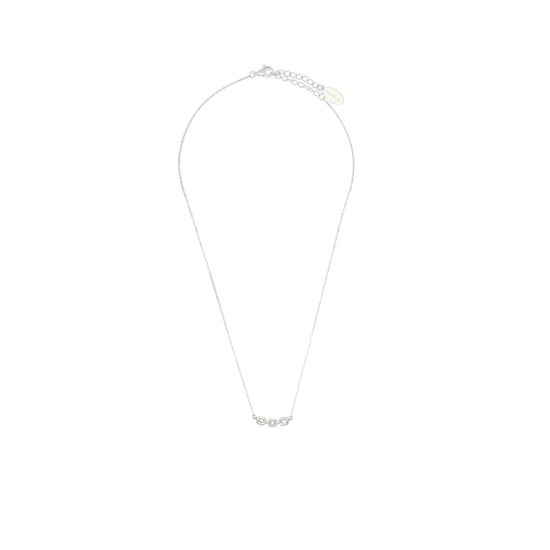 SIX NATURAL DIAMOND LINK PENDANT SILVER