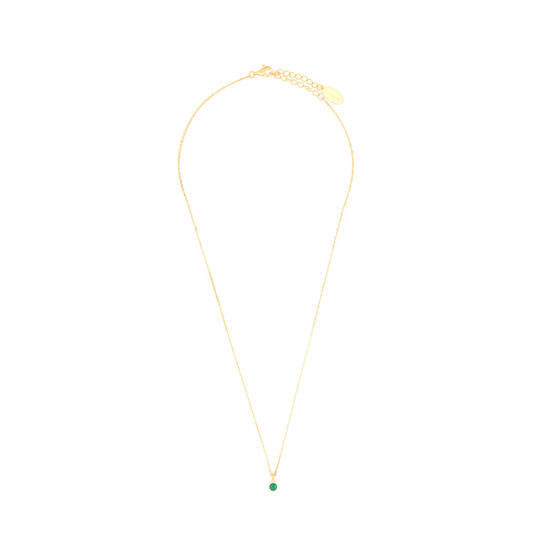NATURAL GREEN AGATE AND DIAMOND MAY PENDANT GOLD