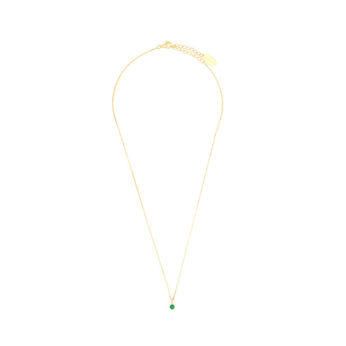 NATURAL GREEN AGATE AND DIAMOND MAY PENDANT GOLD