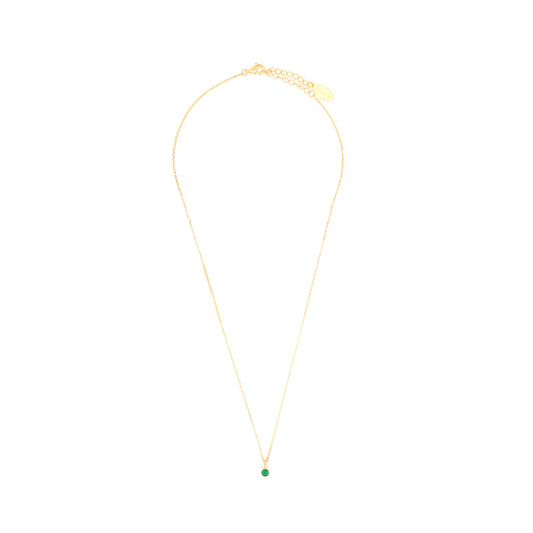 NATURAL GREEN AGATE AND DIAMOND MAY PENDANT GOLD