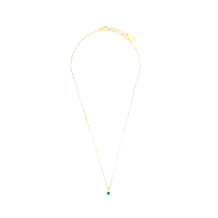 NATURAL GREEN AGATE AND DIAMOND MAY PENDANT GOLD